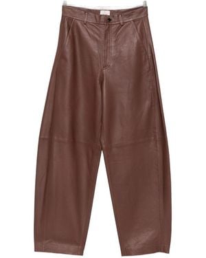 Alysi Leather Barrel Pants - Brown