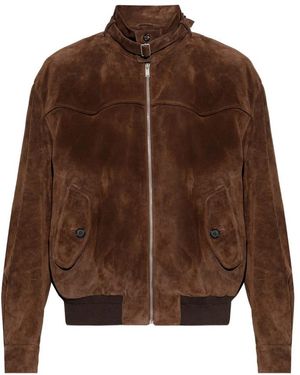 McQueen Suede Harrington Jacket Jackets Brown