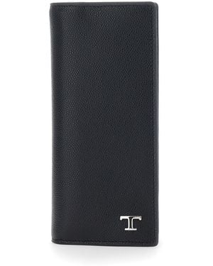 Tod's Vertical Wallet With Logo Plaque On The Front - Blue