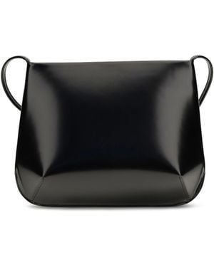 Faune Loge Brushed Leather Crossbody Bag Calf Bos Taurus Shoulder - Black