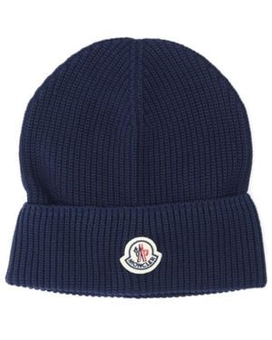 Moncler Logo Beanie - Blue