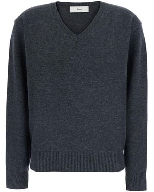 DUNST V-Neck Sweater Cashmere Wool Top - Black