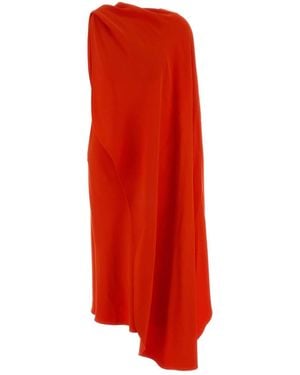 Balenciaga Coral Crepe Long Dress - Red