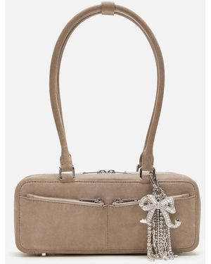 ハンドバッグ SELF PORTRAIT Suede shoulder bag with charms Self-Portrait Suede Shoulder Bag With Charms - Beige