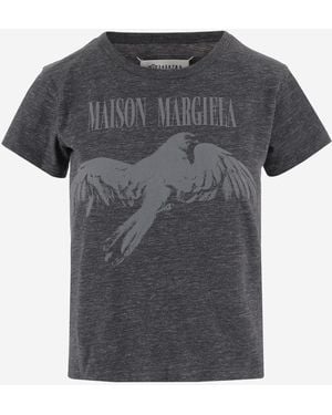 Maison Margiela Cotton T-Shirt With Logo, T-Shirts & Jerseys - Grey