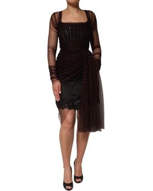 Dolce & Gabbana Polka Dot Silk Blend Dress - Black