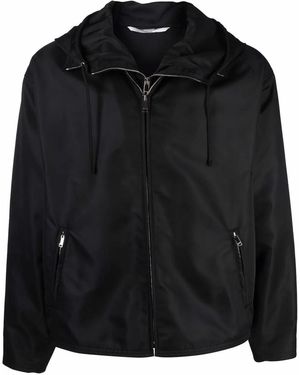 Valentino Dual Zip-Detail Hooded Short Jacket - Black
