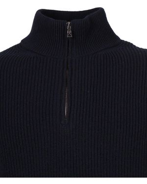 Ballantyne Half Zipped Pullover Wool Crewneck - Blue