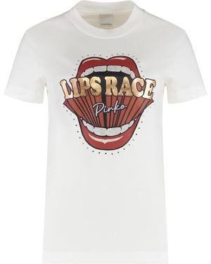 Pinko Crew-Neck Cotton T-Shirt Snow T-Shirts & Jerseys - White