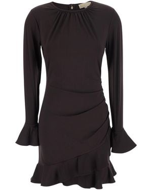 MICHAEL Michael Kors Ruffle Hem Ruched Dress Polyester - Black