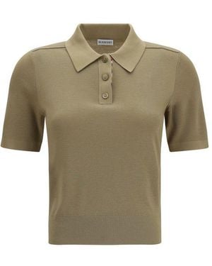 Burberry Bicolour Wool Oves Aries Polo Shirt - Green