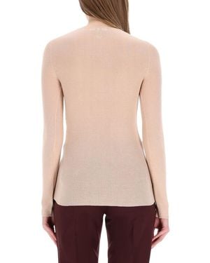Chloé Chloé Ribbed Wool Knit Sweater - Natural