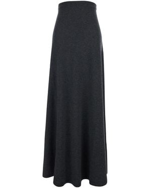 Balenciaga Flared Skirt With Pleated Details And Elastic Ribbed Waist - Black
