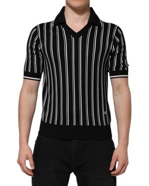 Dolce & Gabbana Dolce & Gabbana Striped Silk Polo - Black