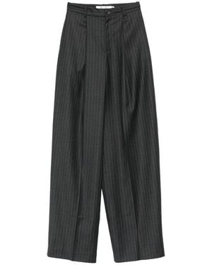 AYA MUSE Pinstripe-Print Pleated Trousers - Grey