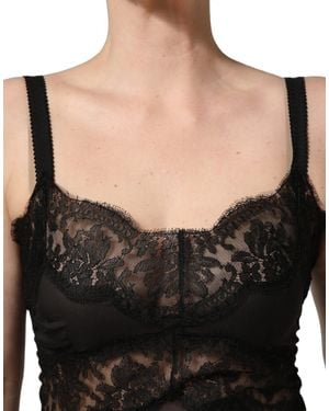 Dolce & Gabbana Silk Lace Slip Lingerie Chemise Sleepwear Viscose Nylon Elastane Clothing - Black