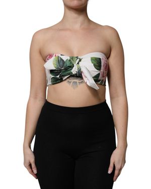 Dolce & Gabbana Floral Print Cropped Bustier Corset Top - Black