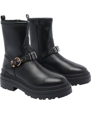 Pinko Boots Calf Leather/Rubber Sole - Black