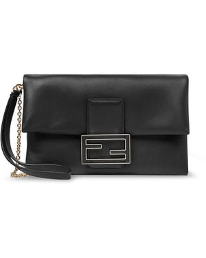 Fendi Mamma Baguette Leather Crossbody Bag - Black