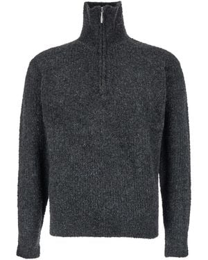 Tonywack High Neck Swater With Zip - Grey