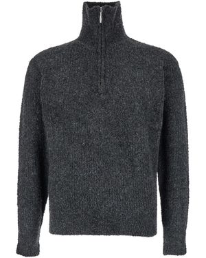 Tonywack High Neck Swater With Zip - Grey
