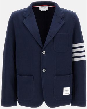 Thom Browne Double Face Knit -Bar Sack Jacket - Blue