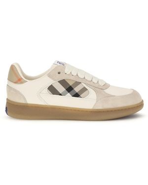 Burberry Terrace Leather And Check Trainers - White