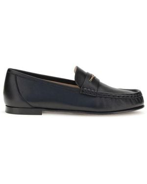Chloé Calf Leather Bos Taurus Slip-On Loafers - Blue