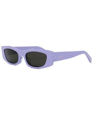 Celine Sunglasses Cat Eye Full Rim, Shiny Liliac Frame And Smoke Lens Cl40245U78A - Blue