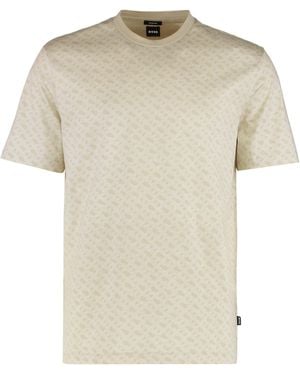 BOSS Cotton Jacquard T-Shirt T-Shirts - Natural
