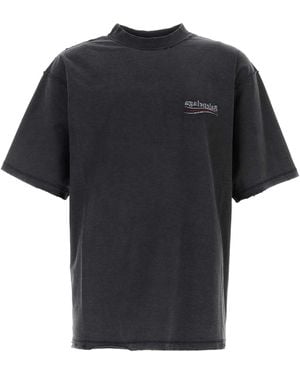 Balenciaga Graphite Cotton Oversize T-Shirt - Black