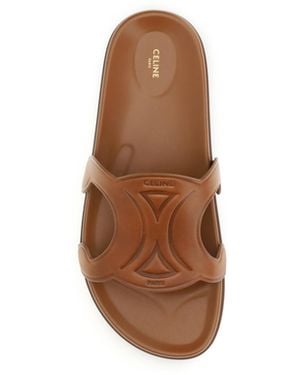 Celine Slides Triomphe Upper: Calf Leather Sandal - White