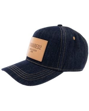 DSquared² Baseball Cap With Logo Patch On The Front And Logo Lettering On The Rear - Blue