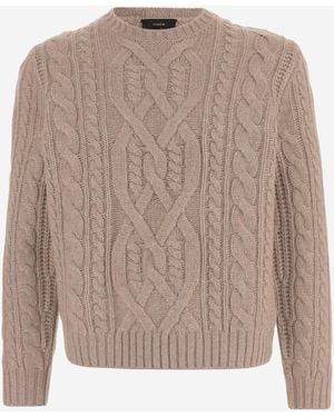 Vince Cable Knit Crew Neck Wool Sweater - Brown