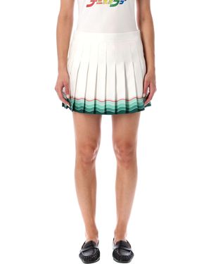 CASABLANCA Multicolour Tennis Pleated Silk Mini Skirt
