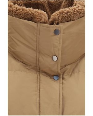 Brunello Cucinelli Padded Jacket With Shearling Collar - Natural