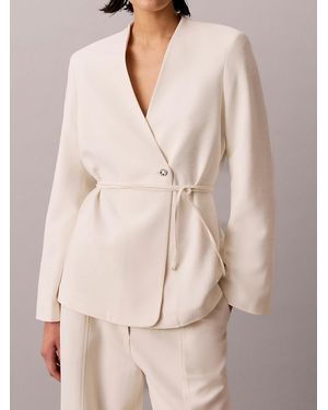 Calvin Klein Hvy Textured Shine Blazer - Natural