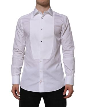 Dolce & Gabbana Bib Cotton Poplin Formal Shirt - Purple