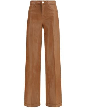 L'Agence Clayton Coated Wide Leg Jeans Light Cognac Cotton; Elastane; Spandex - Brown