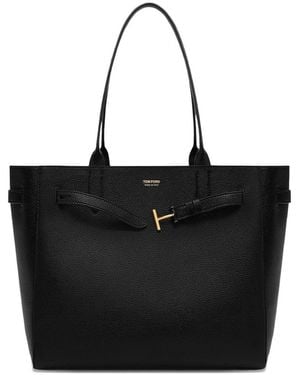Tom Ford Audrey Medium Leather Tote - Black