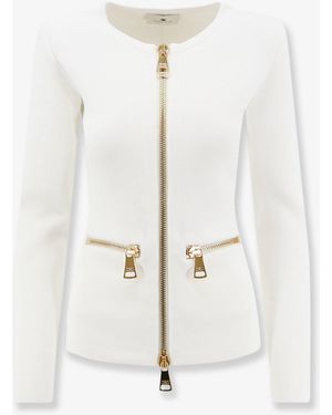 Elisabetta Franchi Knitted Zip Blazer Viscose Blazers - White