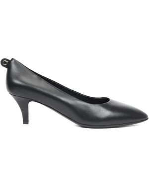 Ferragamo Leather Kitten-Heel Court Shoes - Grey