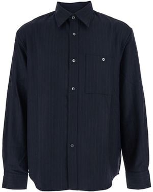 Tonywack Pinstriped Shirt With Pointed Collar - Blue