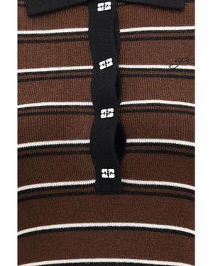 Ganni Polo Dress Striped Wool (Ovis Aries) - Black