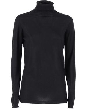 Fabiana Filippi Cashmere Silk Turtle Neck Sweater Crewneck - Black