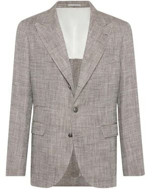 Brunello Cucinelli Light Silk Linen Blazer - Grey