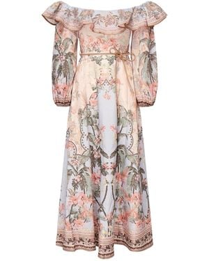 Zimmermann Wylie Printed Midi Dress - Pink