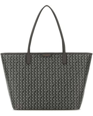 Tory Burch Printed Canvas Shopping Bag - Black