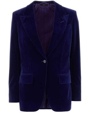 Tom Ford Stretch Velvet Blazer - Blue