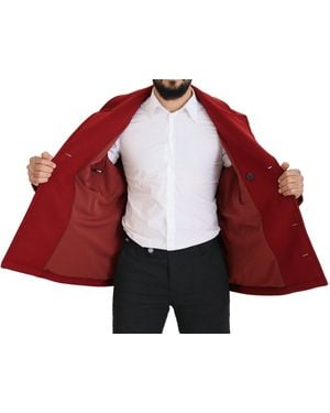 Dolce & Gabbana Wool Double Breasted Coat Jacket Virgin Clothing - Red